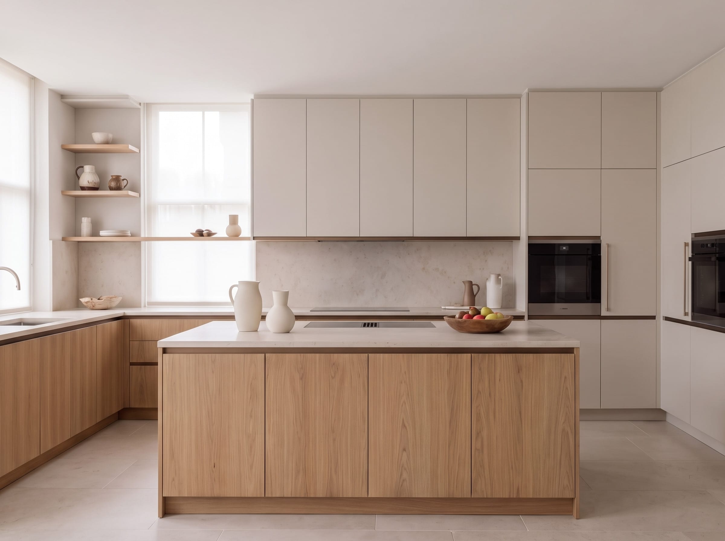 Oak and Sand Two-tone Kitchen: cabinetry elevation