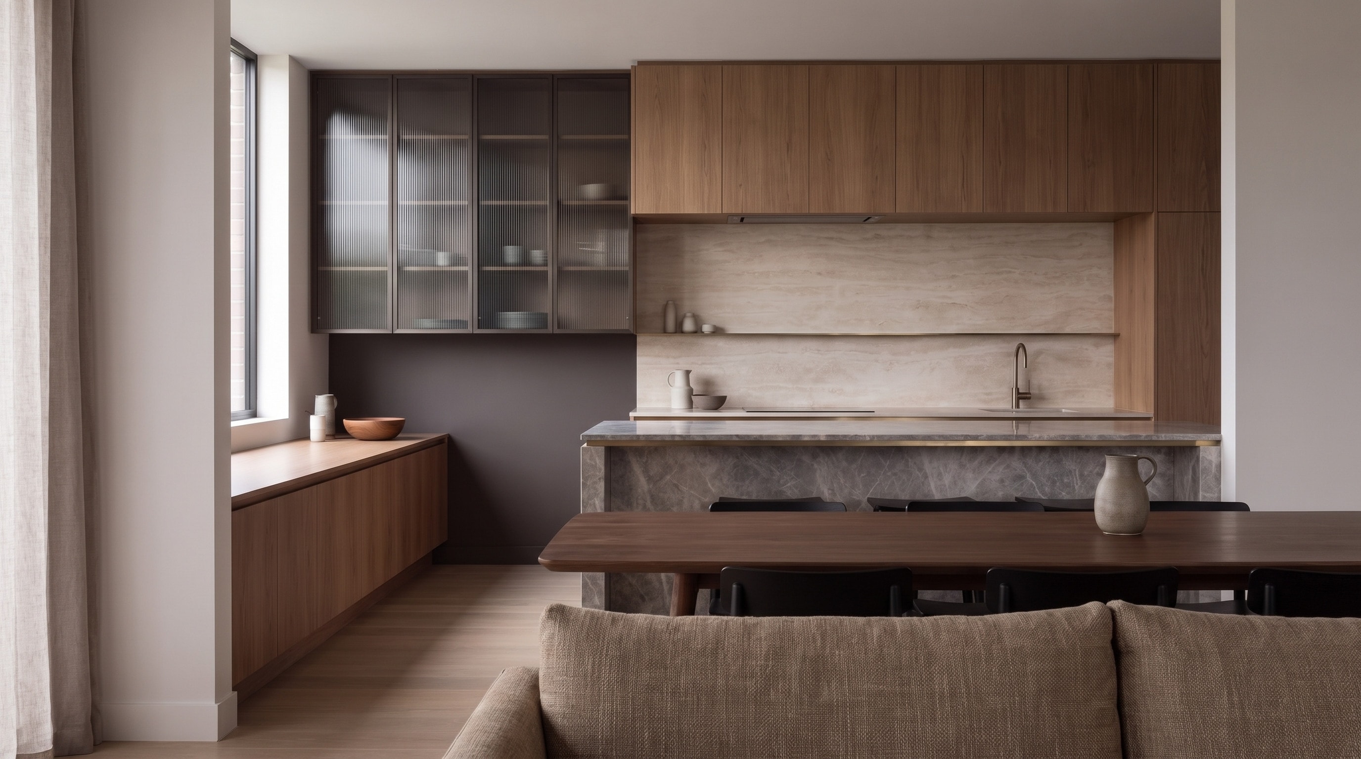 Cunda collection: fluted and glass kitchens