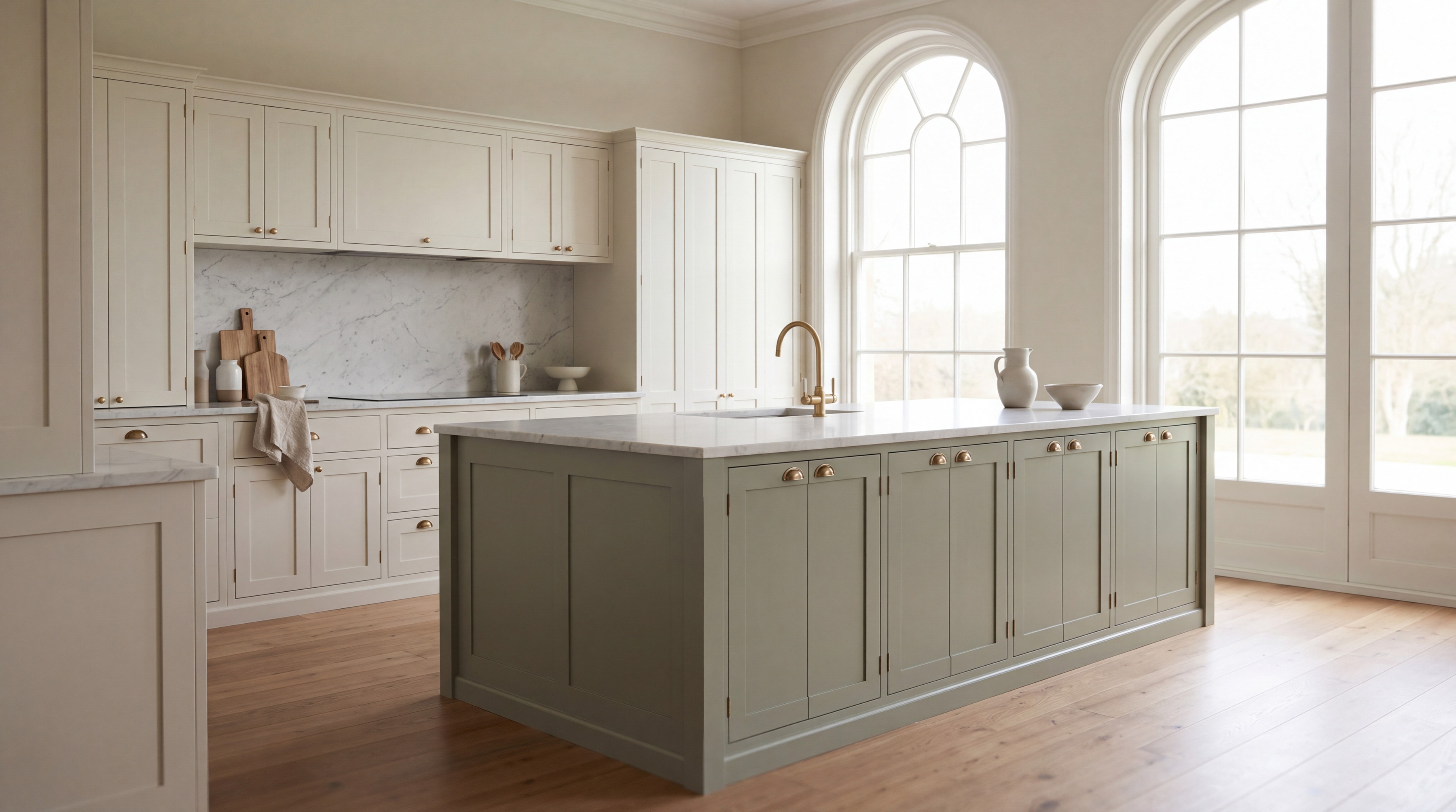 Painted Shaker Kitchen: wide view