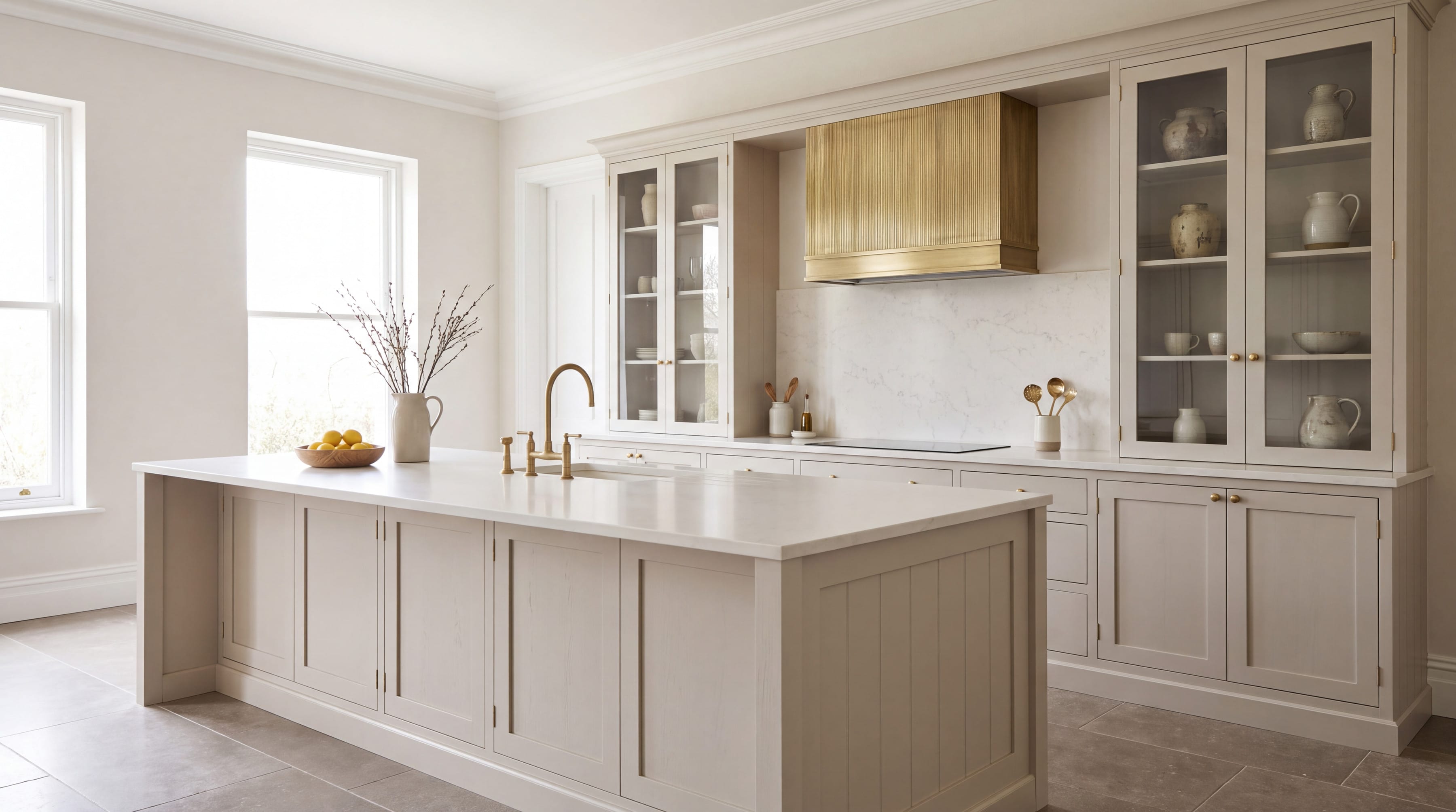 Panelled Contemporary Classic Kitchen: wide view