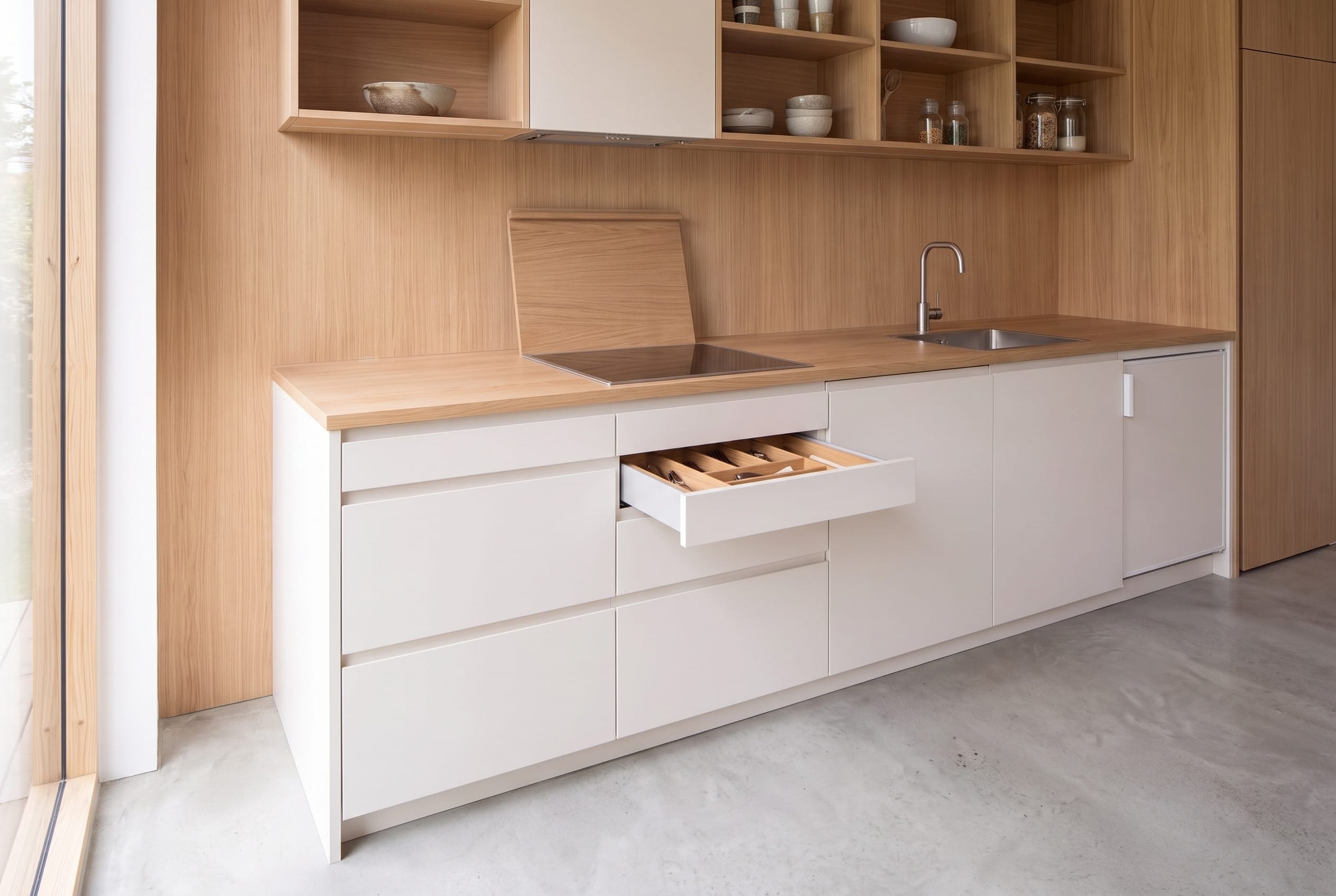 One-wall Studio Kitchen: island three quarter