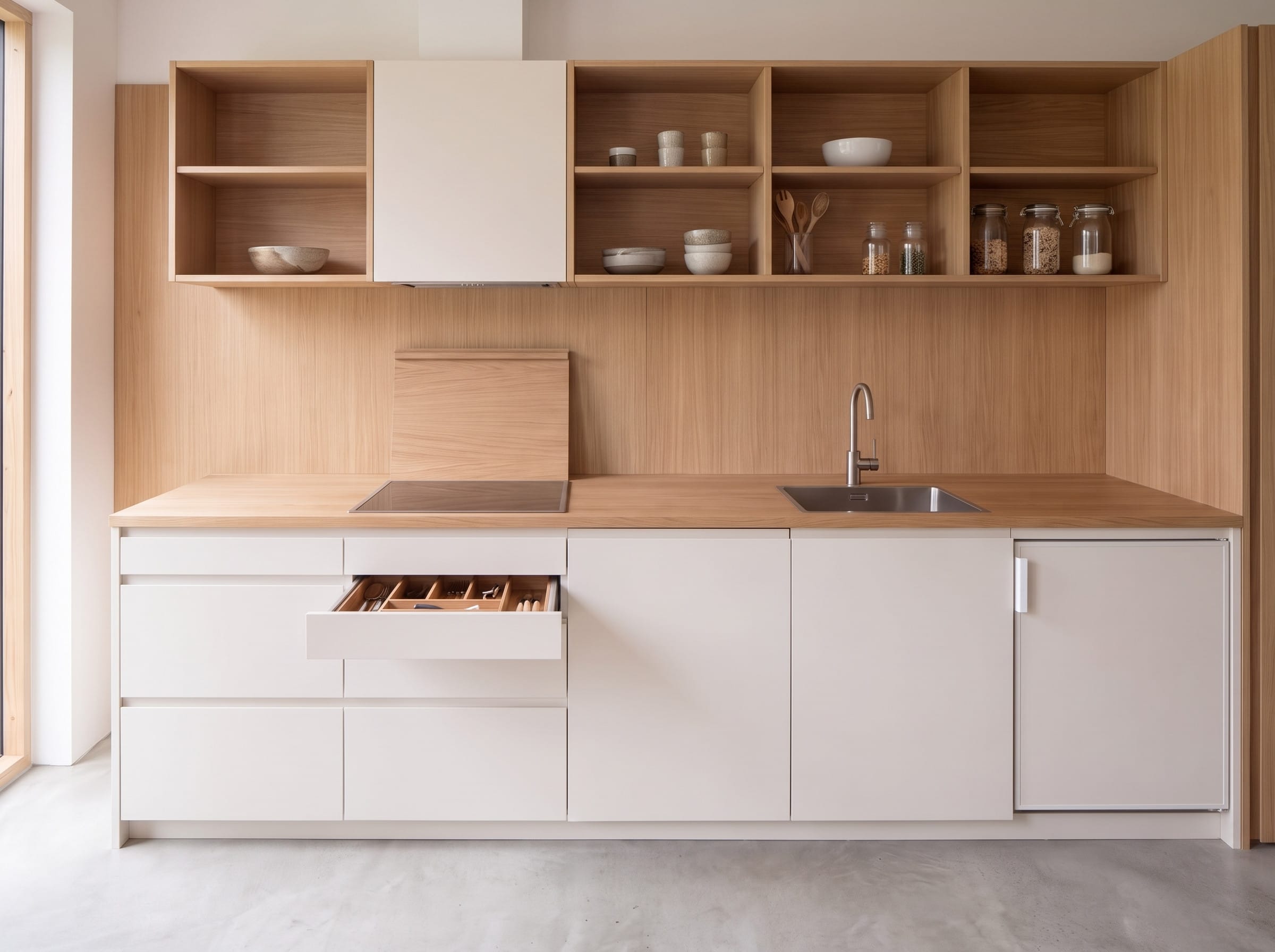 One-wall Studio Kitchen: cabinetry elevation