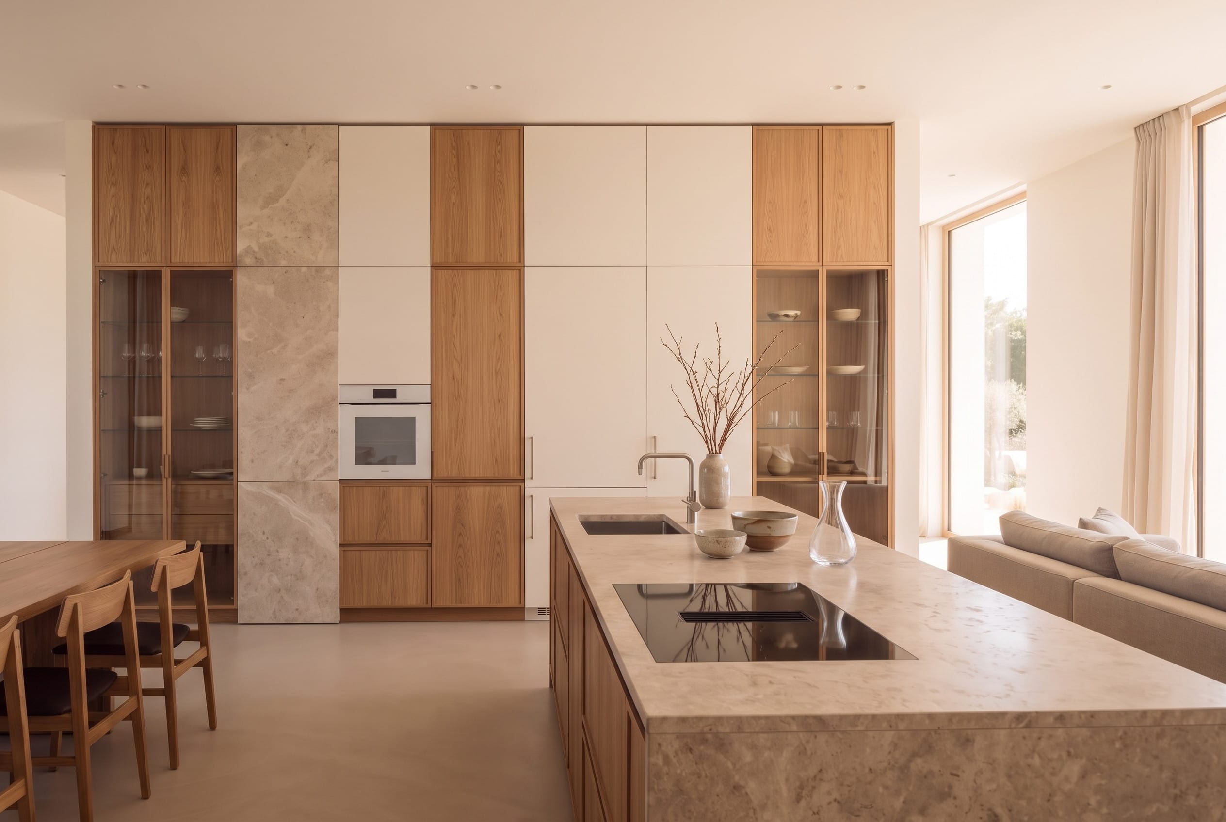 Divider Wall Kitchen: island three quarter