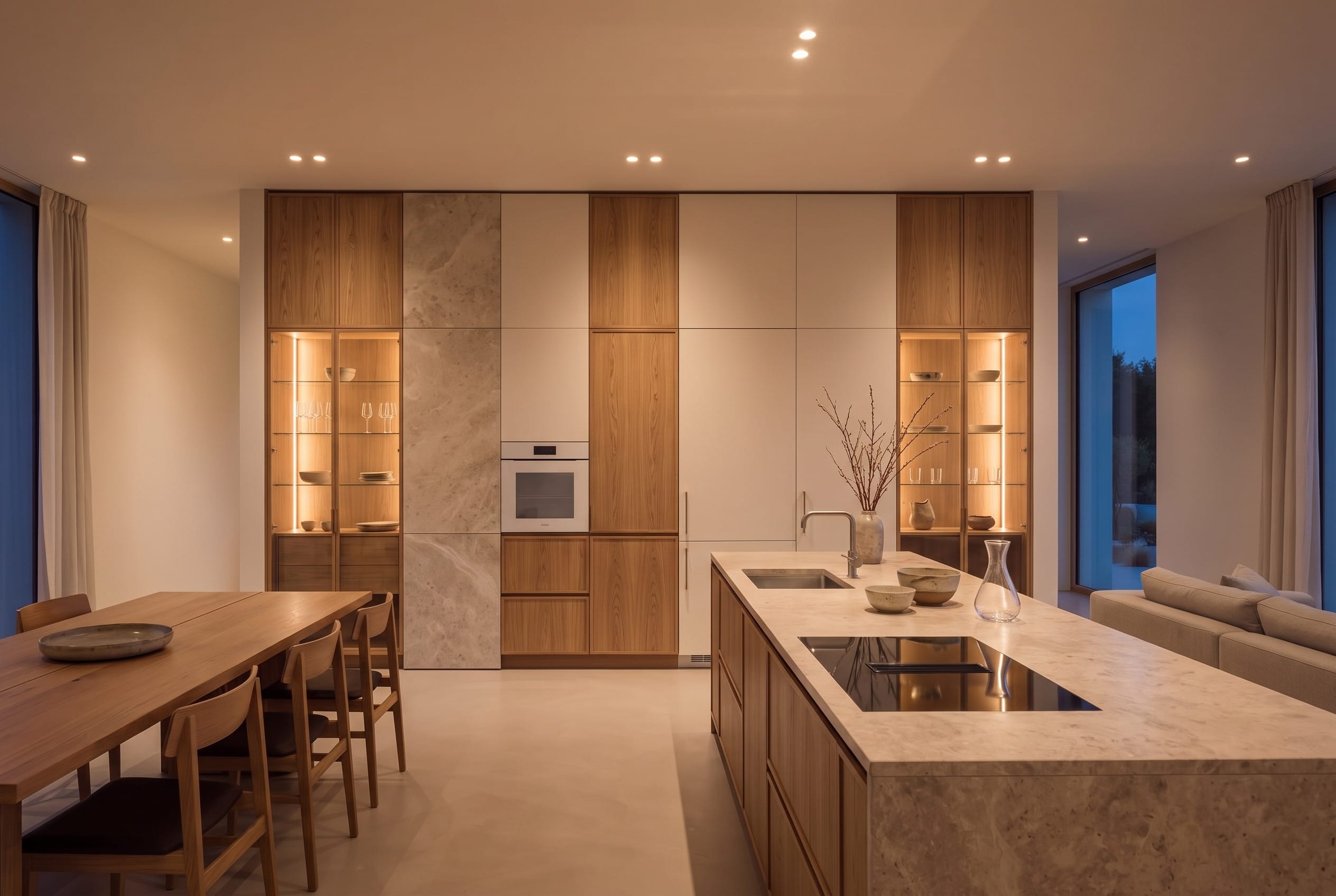 Divider Wall Kitchen: evening light