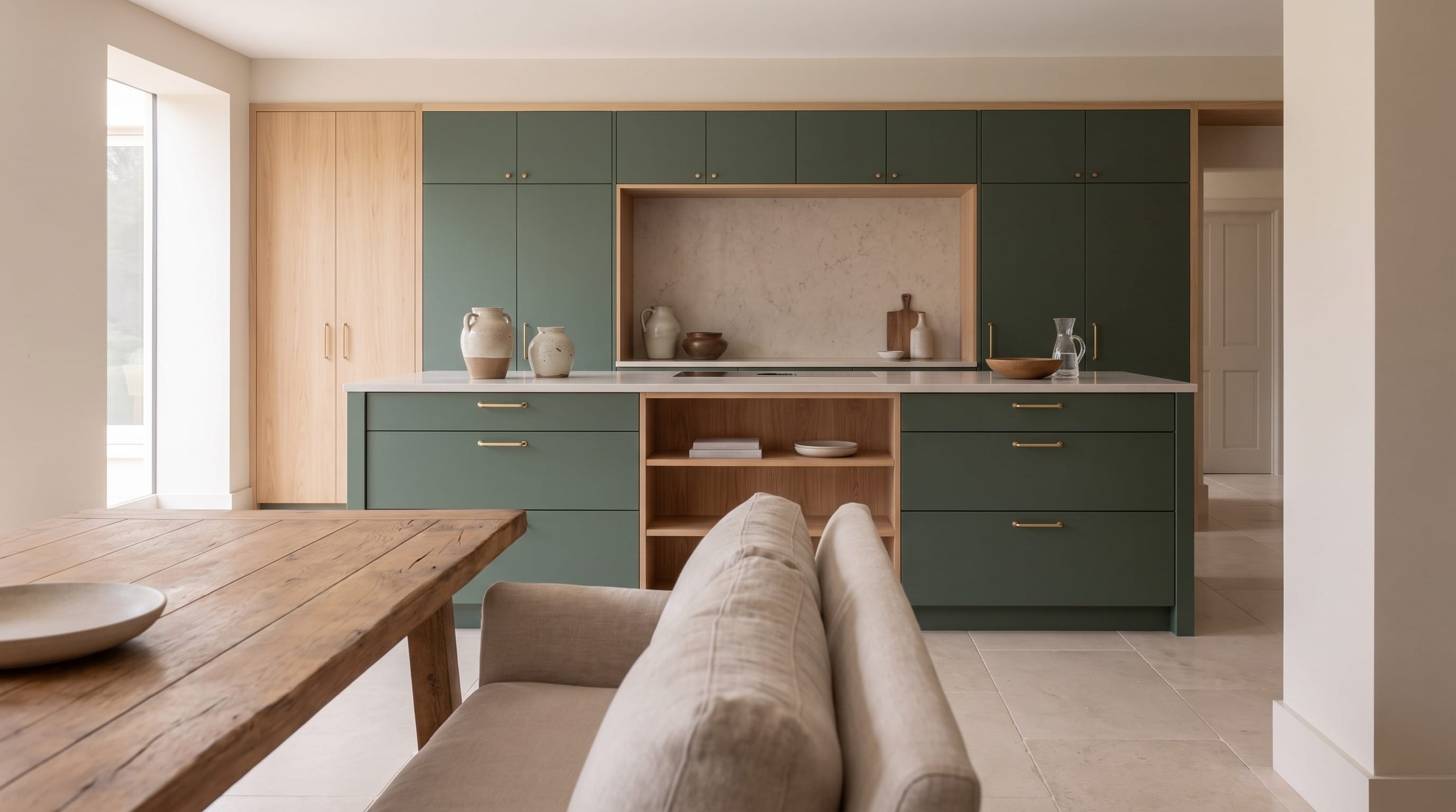 Forest Green Matt Kitchen: from dining