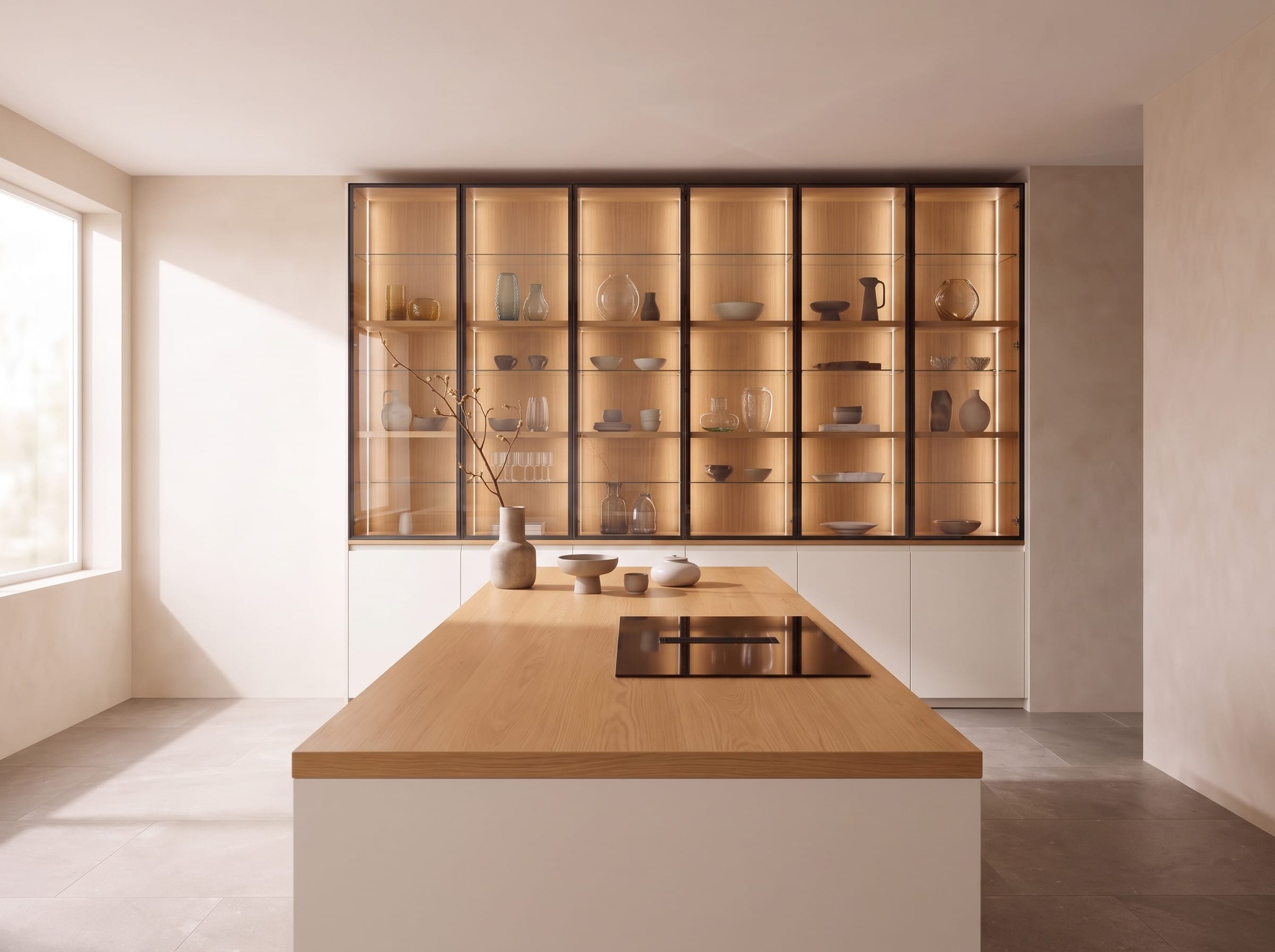 Backlit Display Cabinet Kitchen: cabinetry elevation