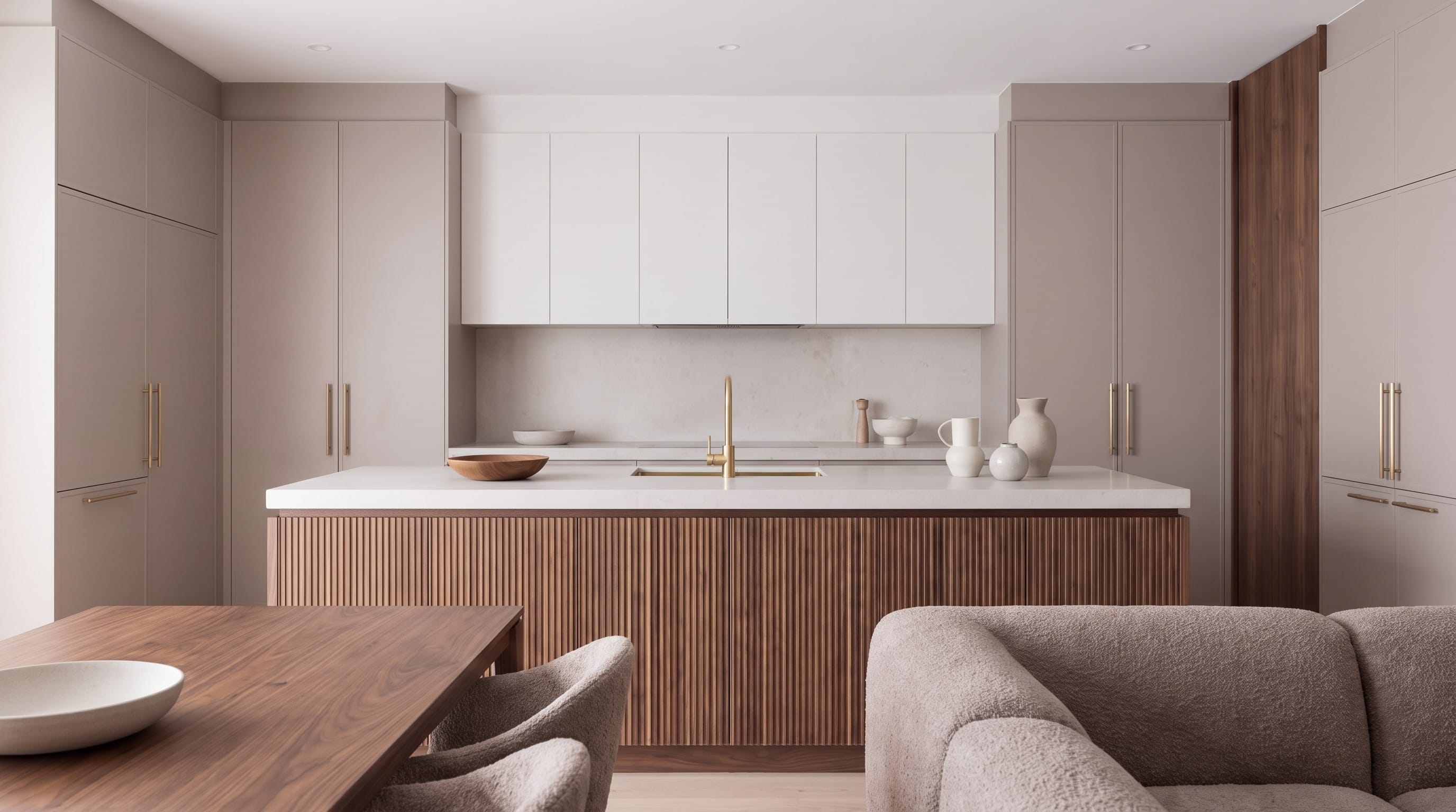 Ribbed Walnut Island: from dining