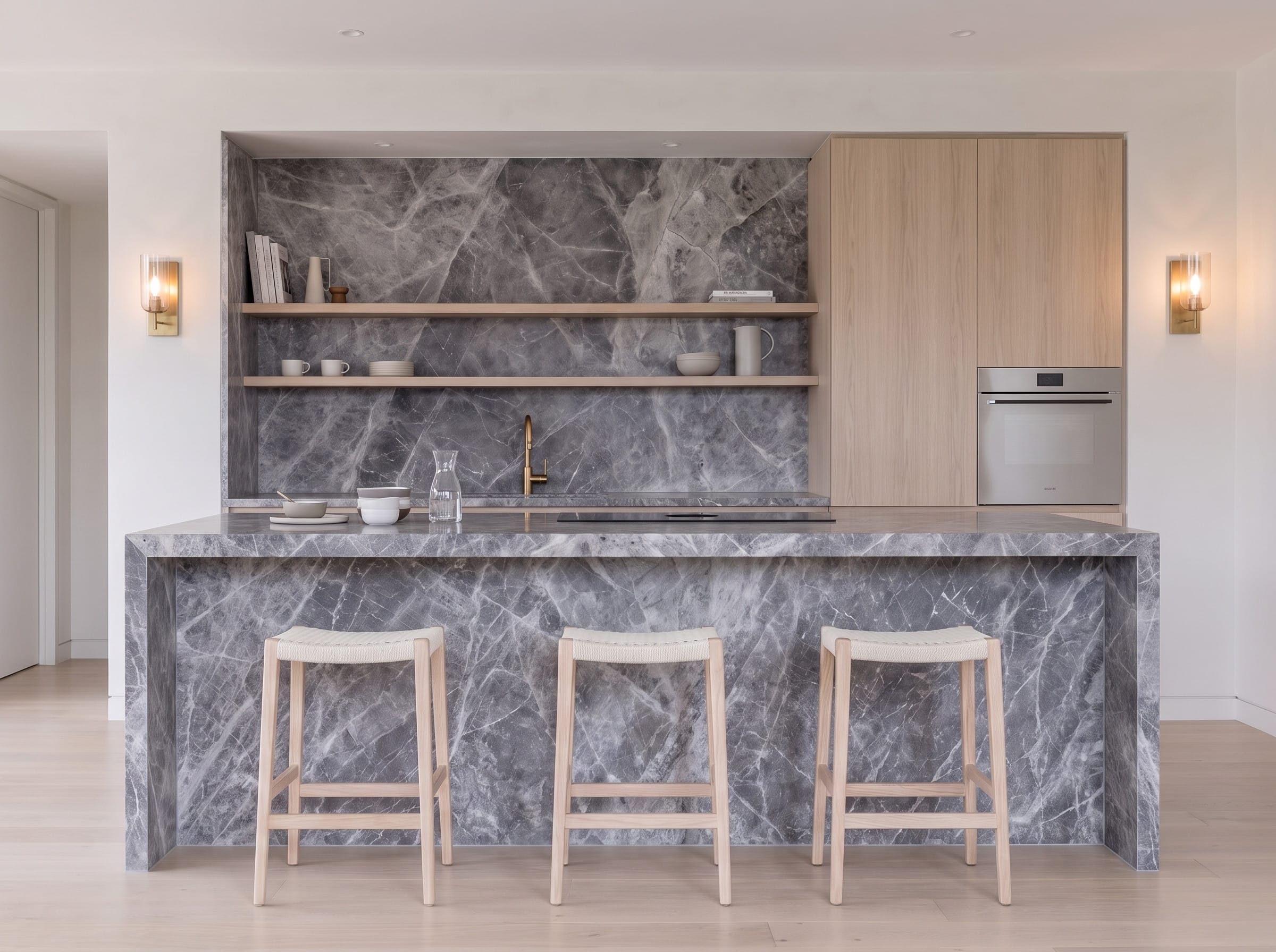 Grey Veined Island: cabinetry elevation
